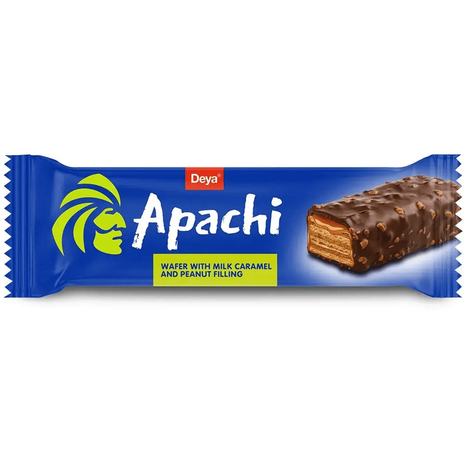 ვაფლი შოკოლადით  "Apachi" mini რძიანი კარამელით და არაქისის შიგთავსით 200გრ x 10ც/ყ